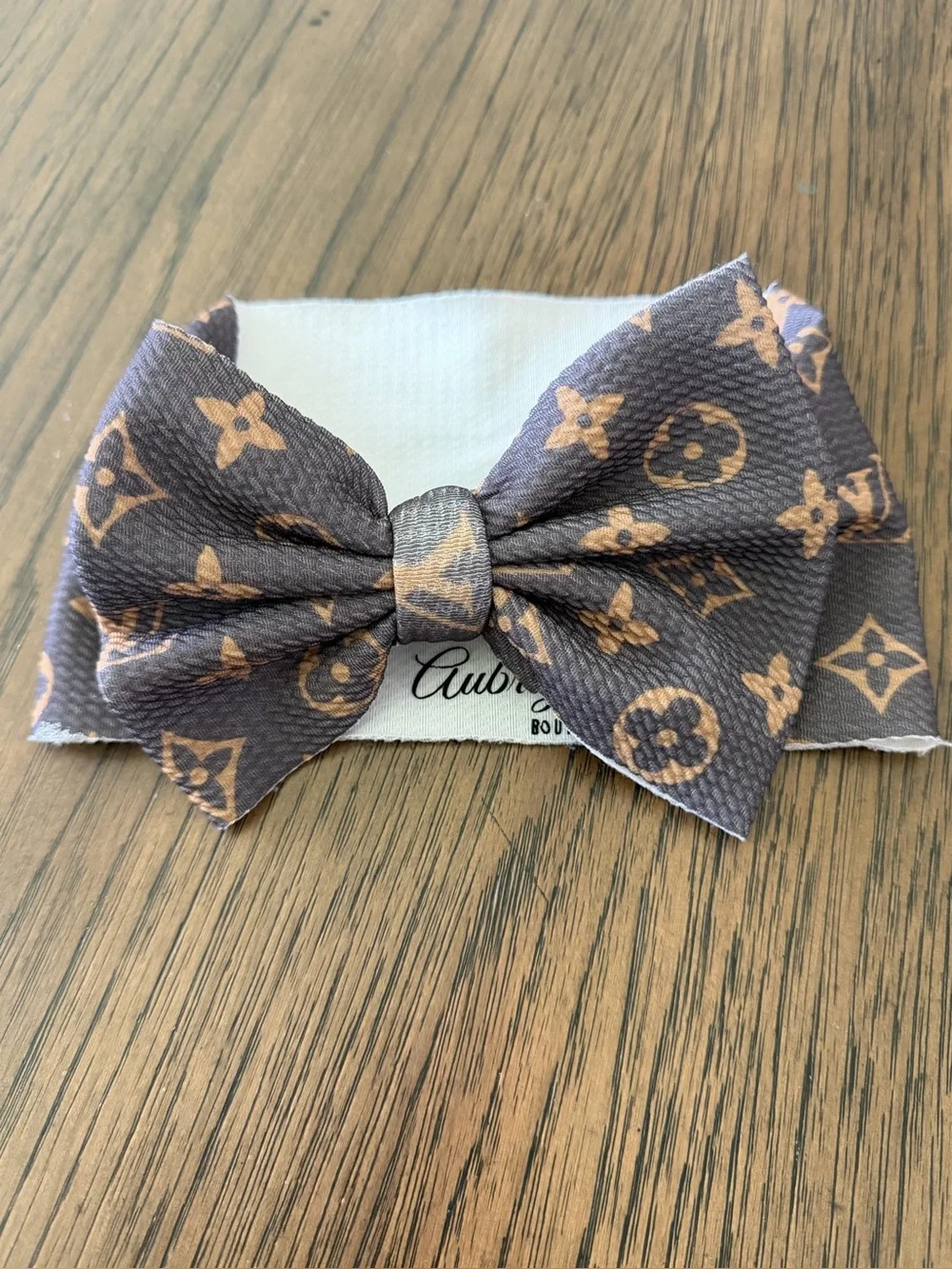 Designer-Inspired Gray Monogram Big Bow Headband for babies